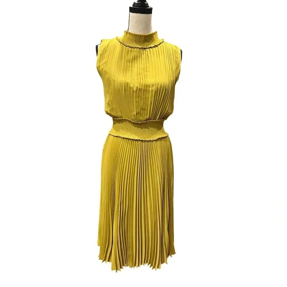 Nanette Lepore Women's Smocked High Neck Pleated
Dress Size 8 - Image 2