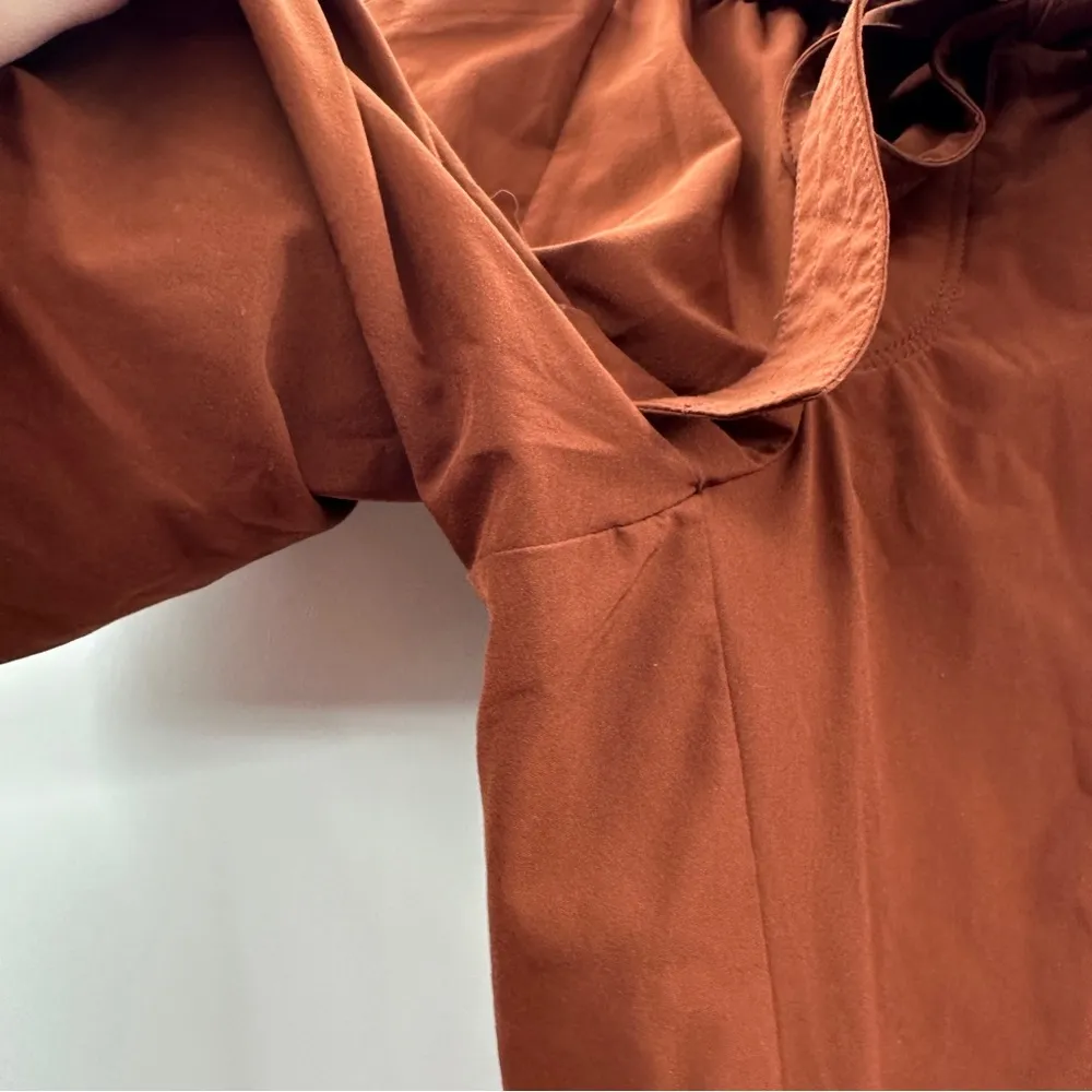 Athleta Skyline Paper Bag High-Waist Belted Pants in Rusty Brown Sz 4 Tall 30.5" - Image 7