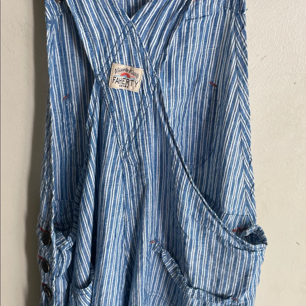 Faherty Linen Mechanic Overall In Railroad Stripe - Image 10