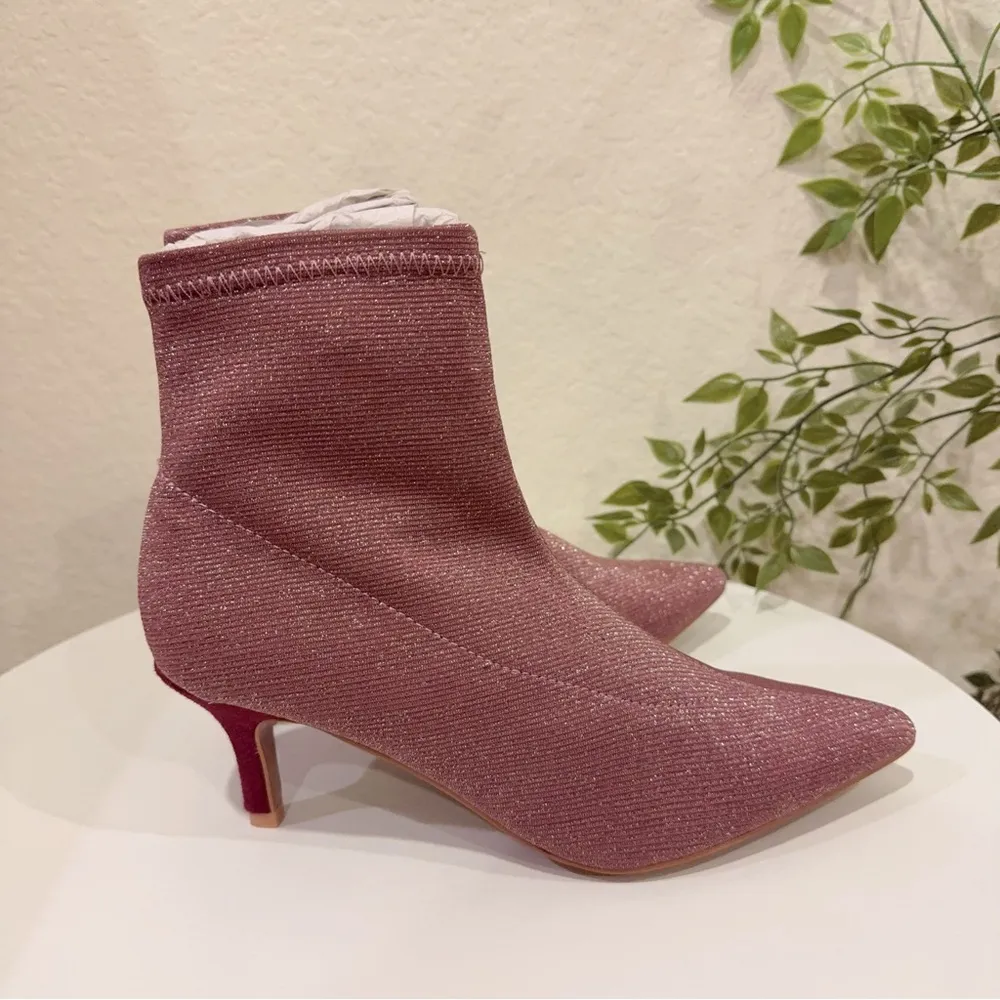 Jaggar Pink Decadence Ribbed Sock Boot in Grape Kitten Heel Bootie NIB 36/38/40 Size undefined - Image 7