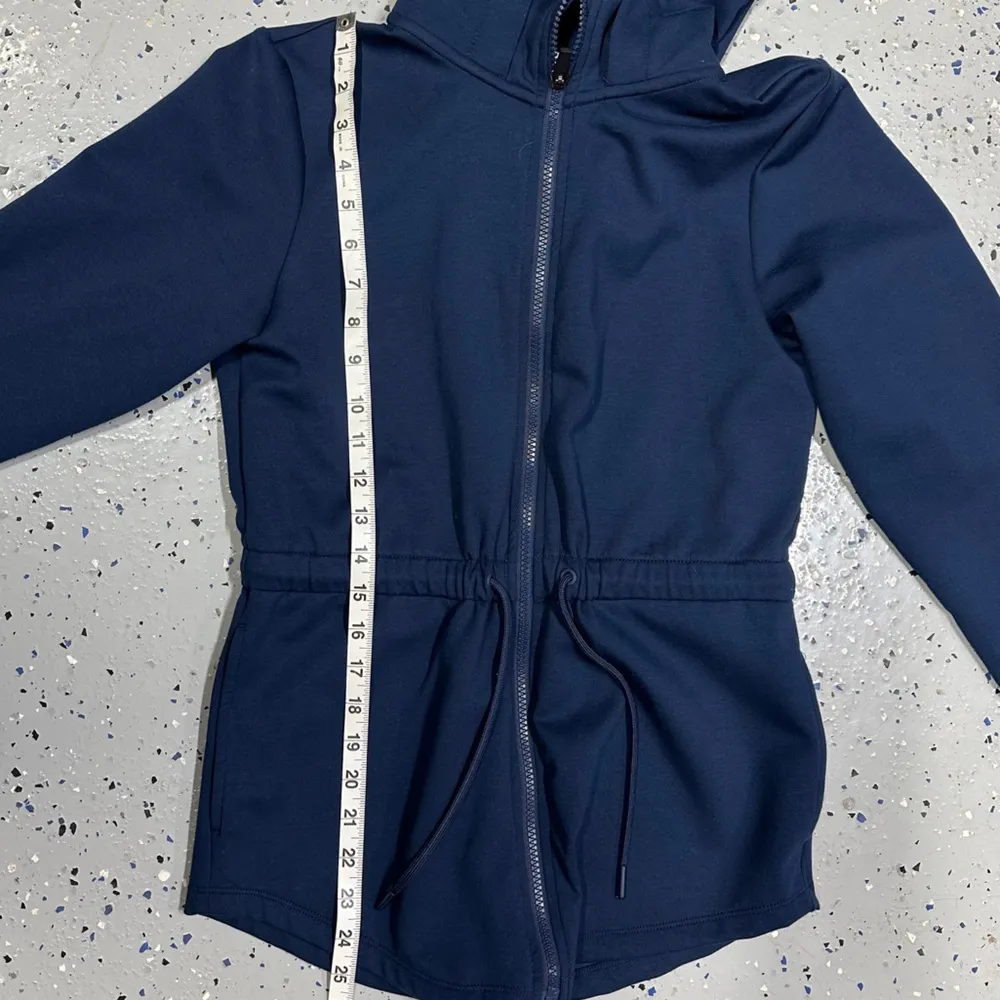 Athletic Works Zip‎ Up Hooded Sweatshirt Pockets Drawsting Collar Navy Womens XS - Image 12