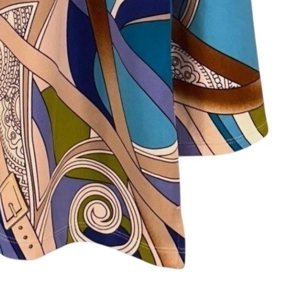 Chicos Abstract Blouse Large‎ Art To Wear Novelty Surrealist Belt Multicolor - Image 6