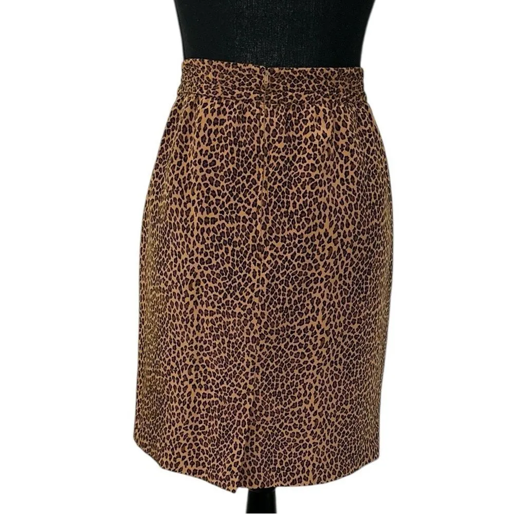 Allison Taylor Print Mini Leopard Print Silk Skirt(Size Large) - Image 2