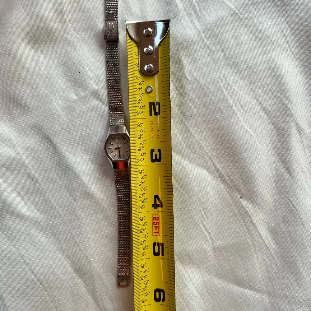 Vintage Bulova Watch Women’s Ladies Silver  Mesh Buckle Band 1977 Manual Wind 6" - Image 10