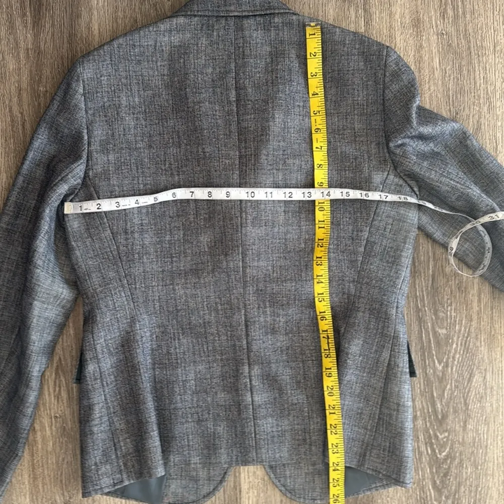 Lafayette 148 NY Navy Gray Womens Blazer 10 Wool Office Soft - Image 7