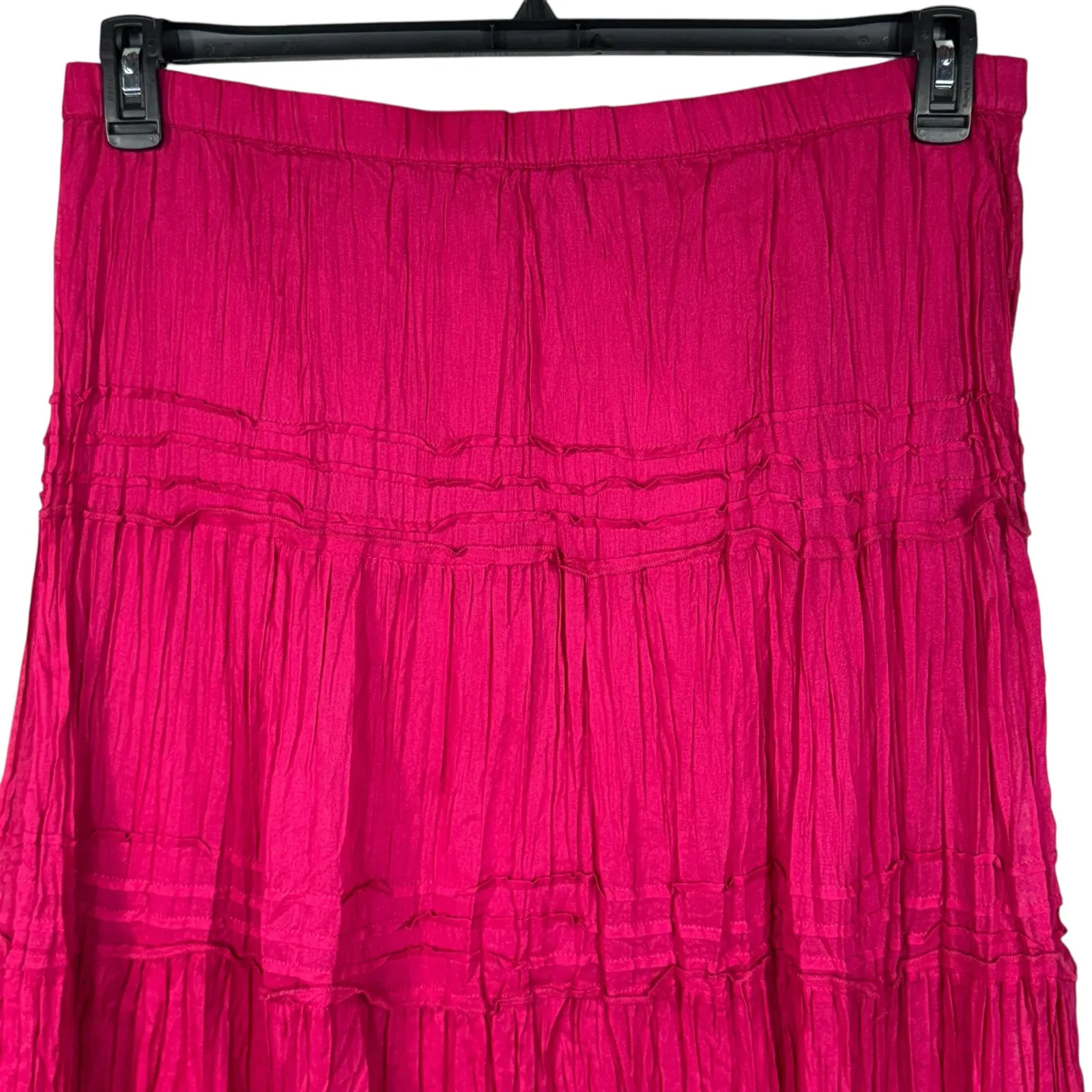Chico’s SZ 2 (Large) Lola Tiered Maxi Skirt Pull-On Crinkle Lined Broomstick - Image 2