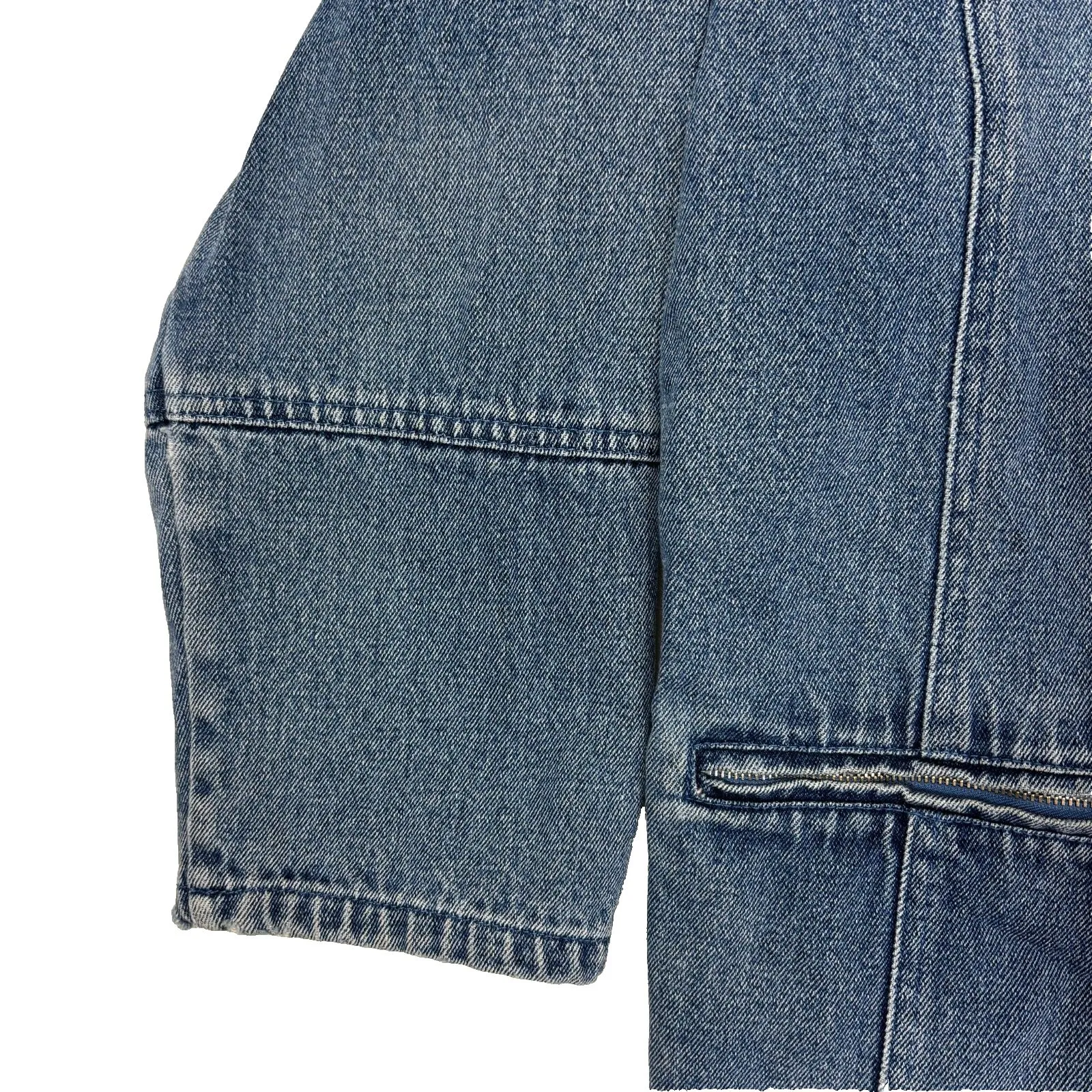 Vtg 90s North Style Denim Flannel Lined Jacket Chore Barn Medium Wash Women's L Blue Size L - Image 4