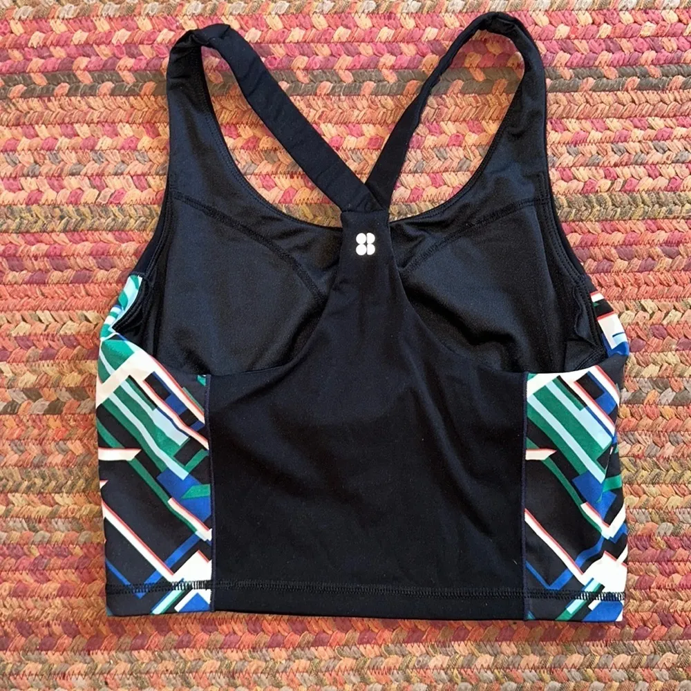 SWEATY BETTY LONDON ATHLETIC BLACK GEOMETRIC CROP TANK - Image 2