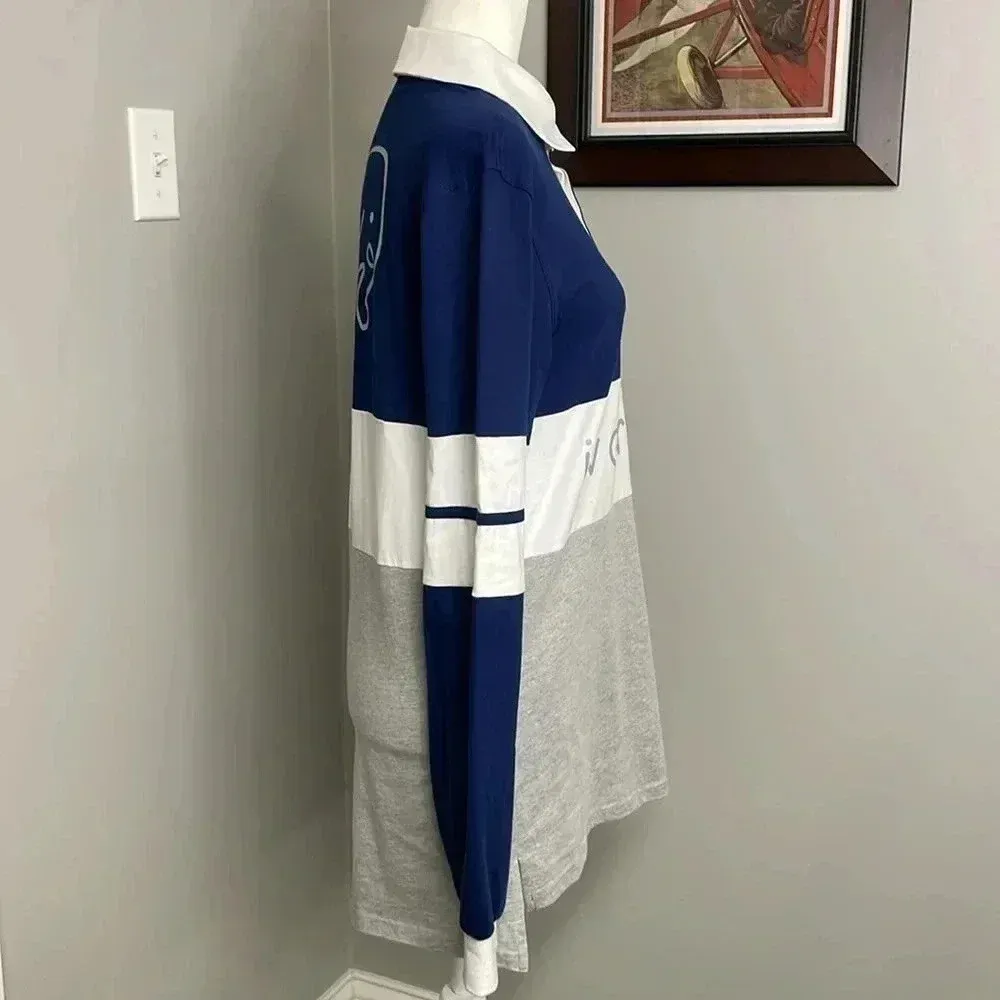 Ivory Ella Women’s Rugby Long Sleeve Polo Navy Large Long Sleeve Collared - Image 2