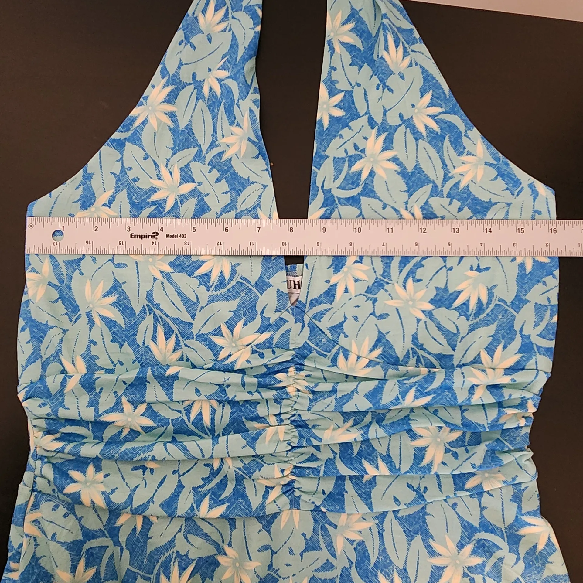 HuHot Blue Tropical Print Halter Dress with Pockets Size Large NWT - Image 9