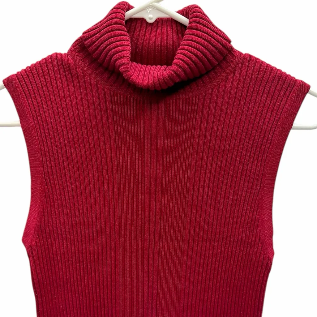 Goodclothes Red Sleeveless Ribbed Turtleneck Sweater Size Large - Image 8