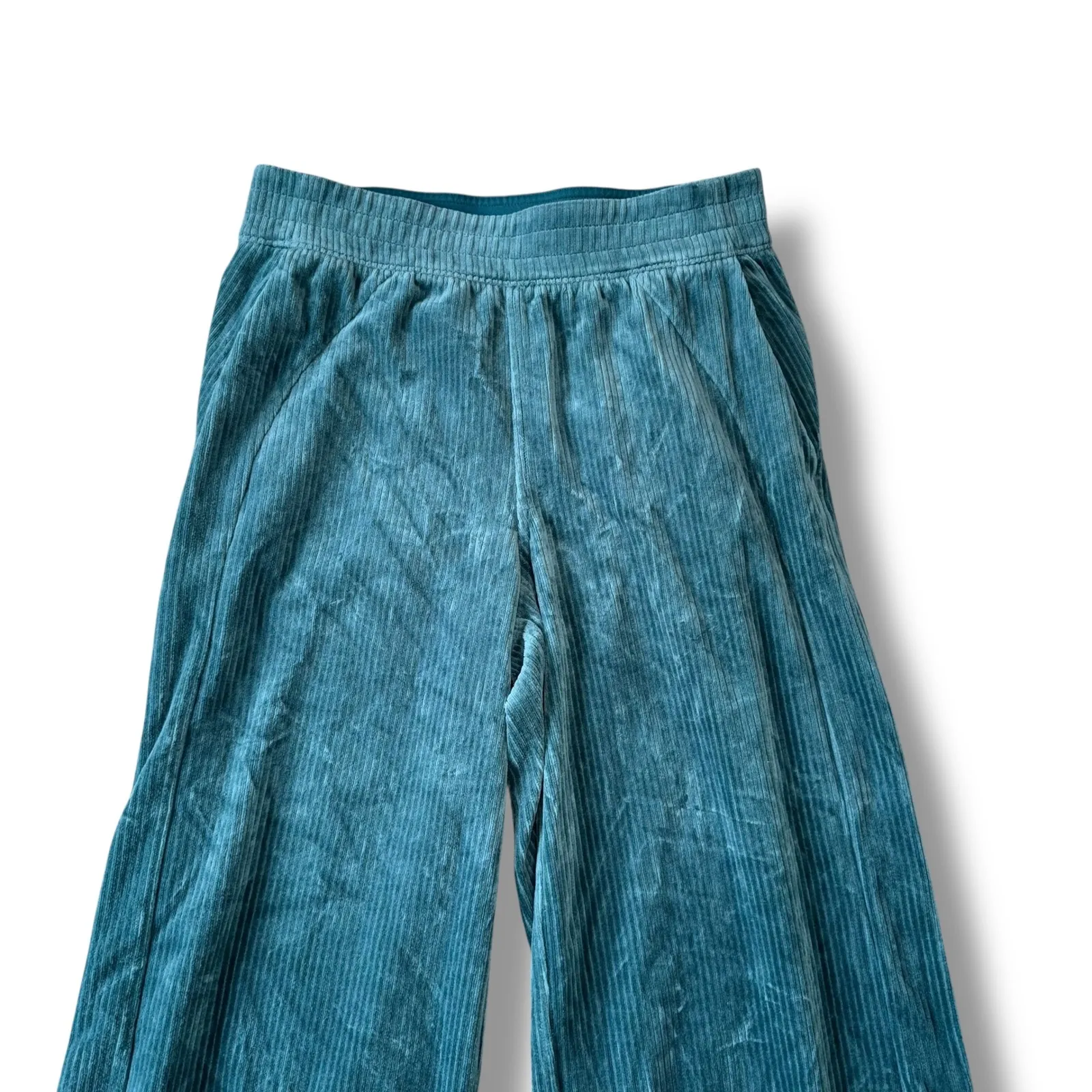 Lululemon Womens Teal Corduroy Wide Leg Pants Elastic Waist Lounge Casual Size 4 - Image 4
