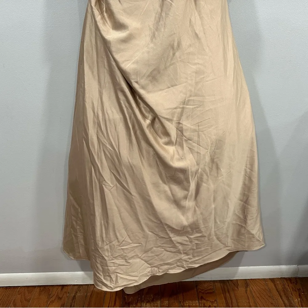 La Femme 28103 Off-the-Shoulder Rouched Satin Trumpet Gown Champagne - Image 9