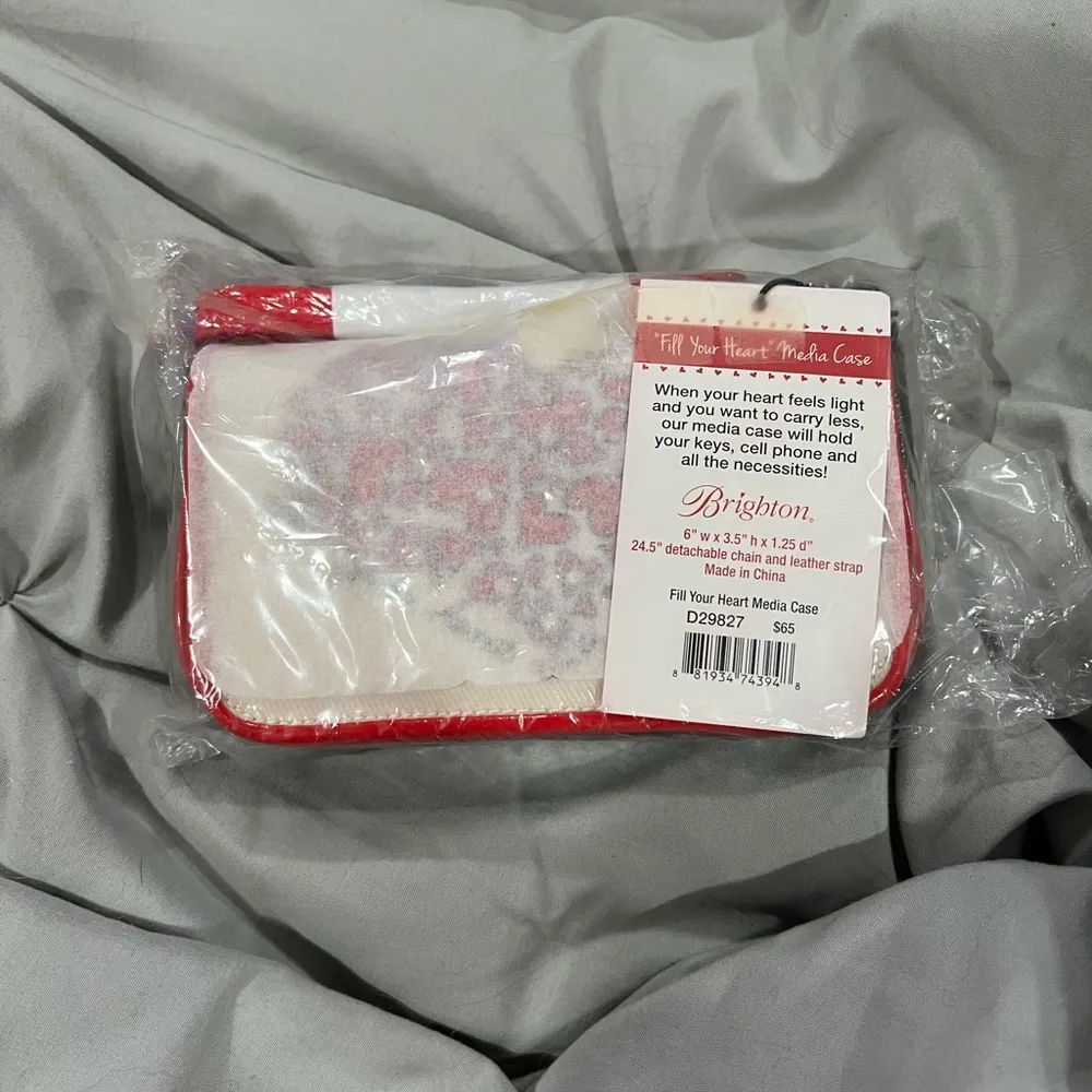 Brighton Red and Cream Clutch with Heart Design - Image 3