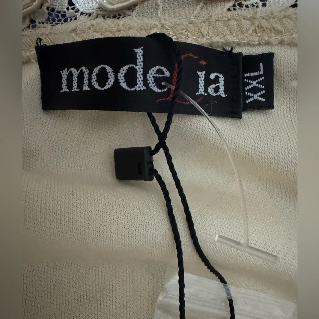 Vintage Modelia New York Metallic Lace‎ Embroidered Top – XXL Elegant Blouse Silver - Image 6