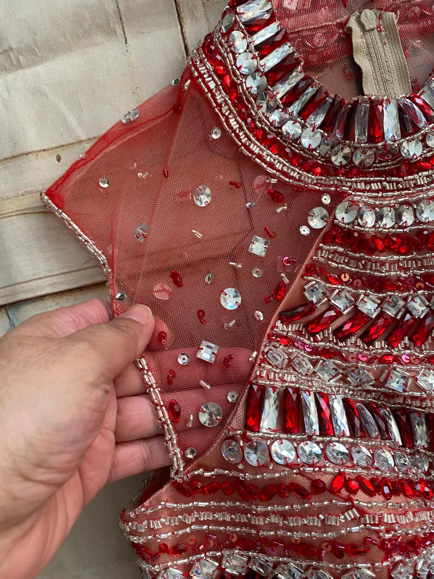 Mori Lee Women’s Sleeveless Mock Neck Red Bodycon - Image 11