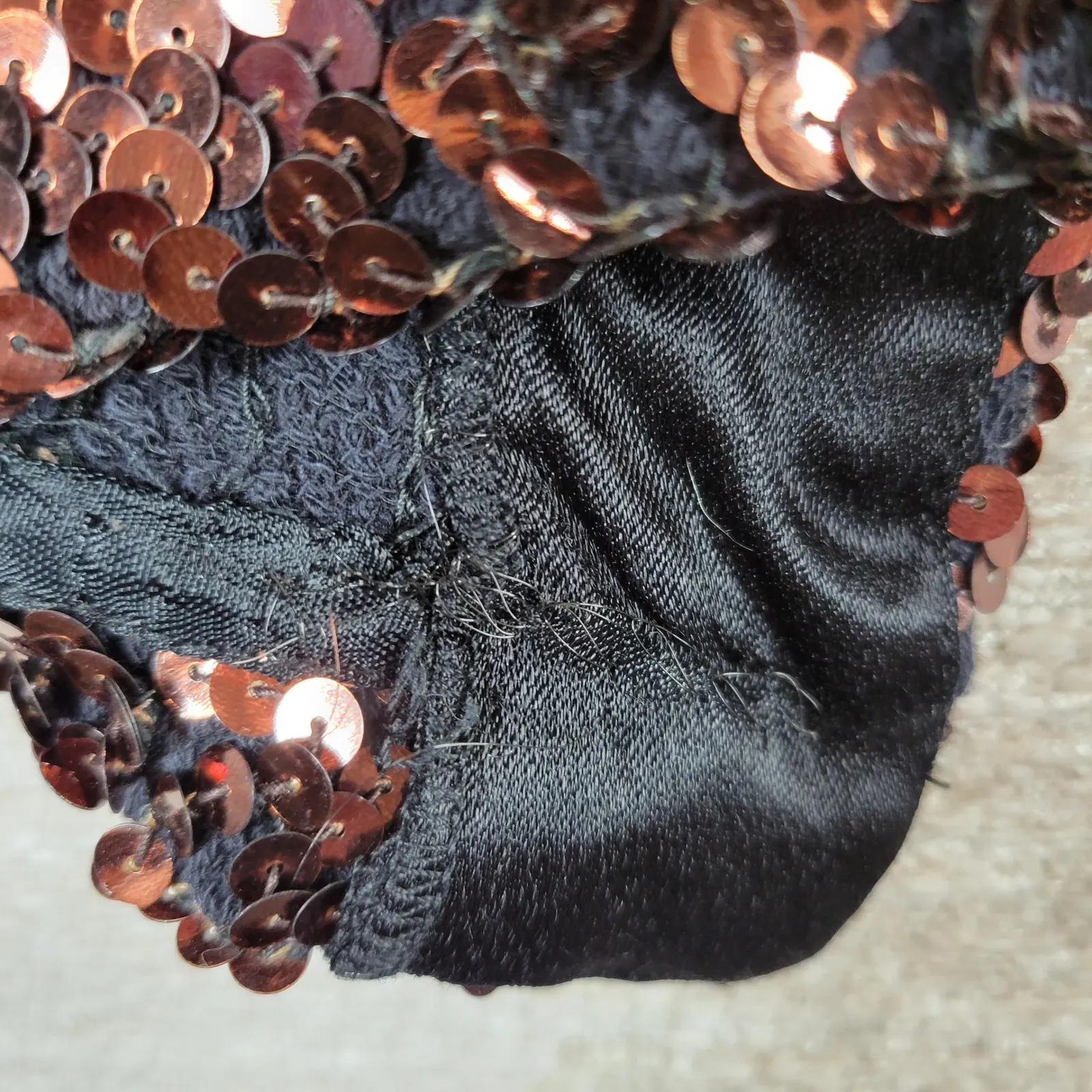 Jenni & Lizzi Sequin Jacket Bronze Metallic Open Front Hand Sewn Theatre Holiday Brown Size M - Image 12