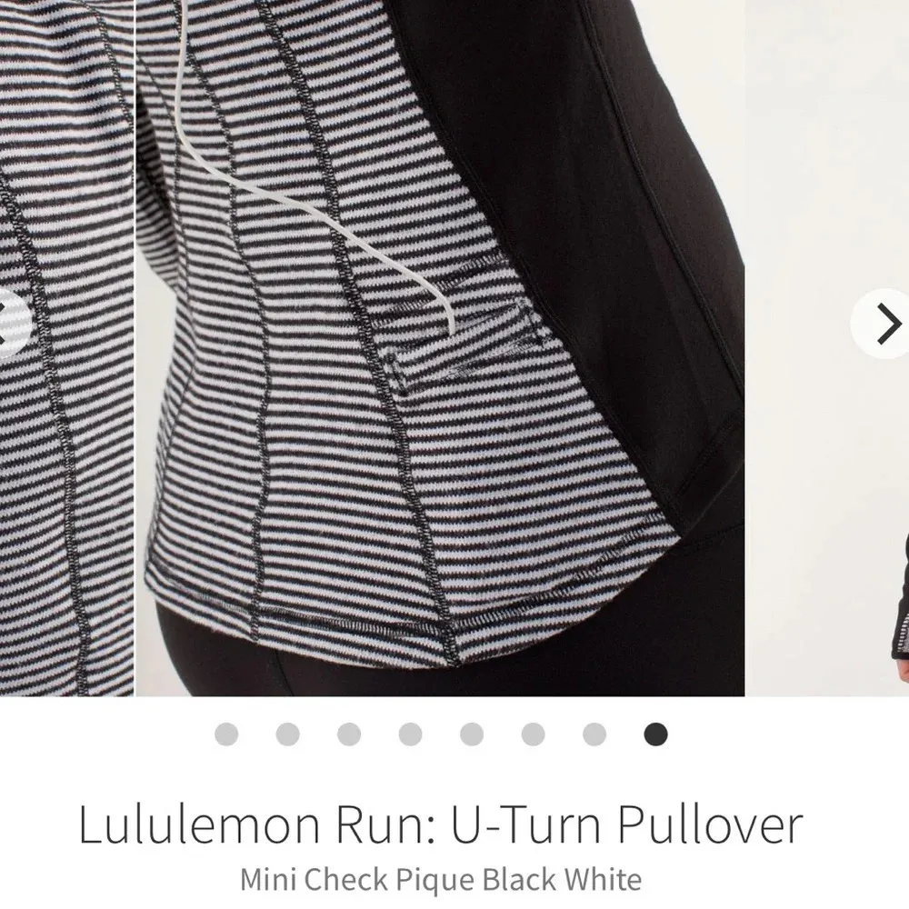 Lululemon Run: U-Turn Pullover Mini Check Pique Black White Sz 10/12 Reversible - Image 16