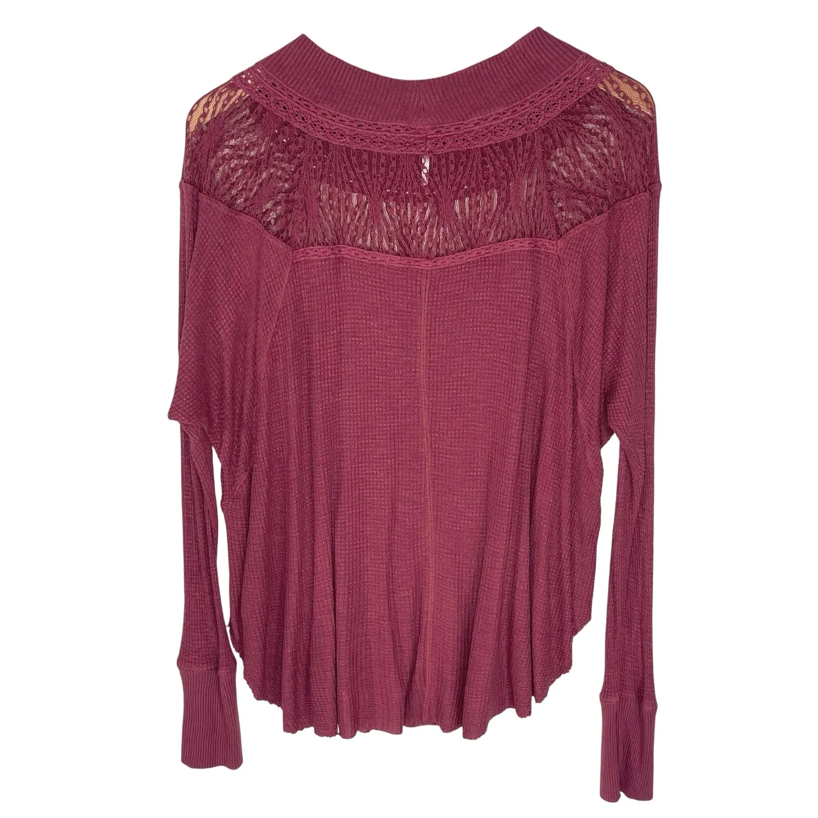 FREE PEOPLE Women’s Spring Valley Lace Trim Long Sleeve Thermal Top - Image 5