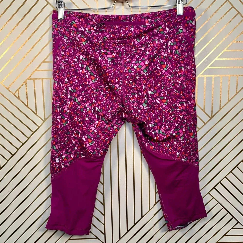 Lululemon‎ Real Quick Crop Paradise Camo Regal Plum - Image 7
