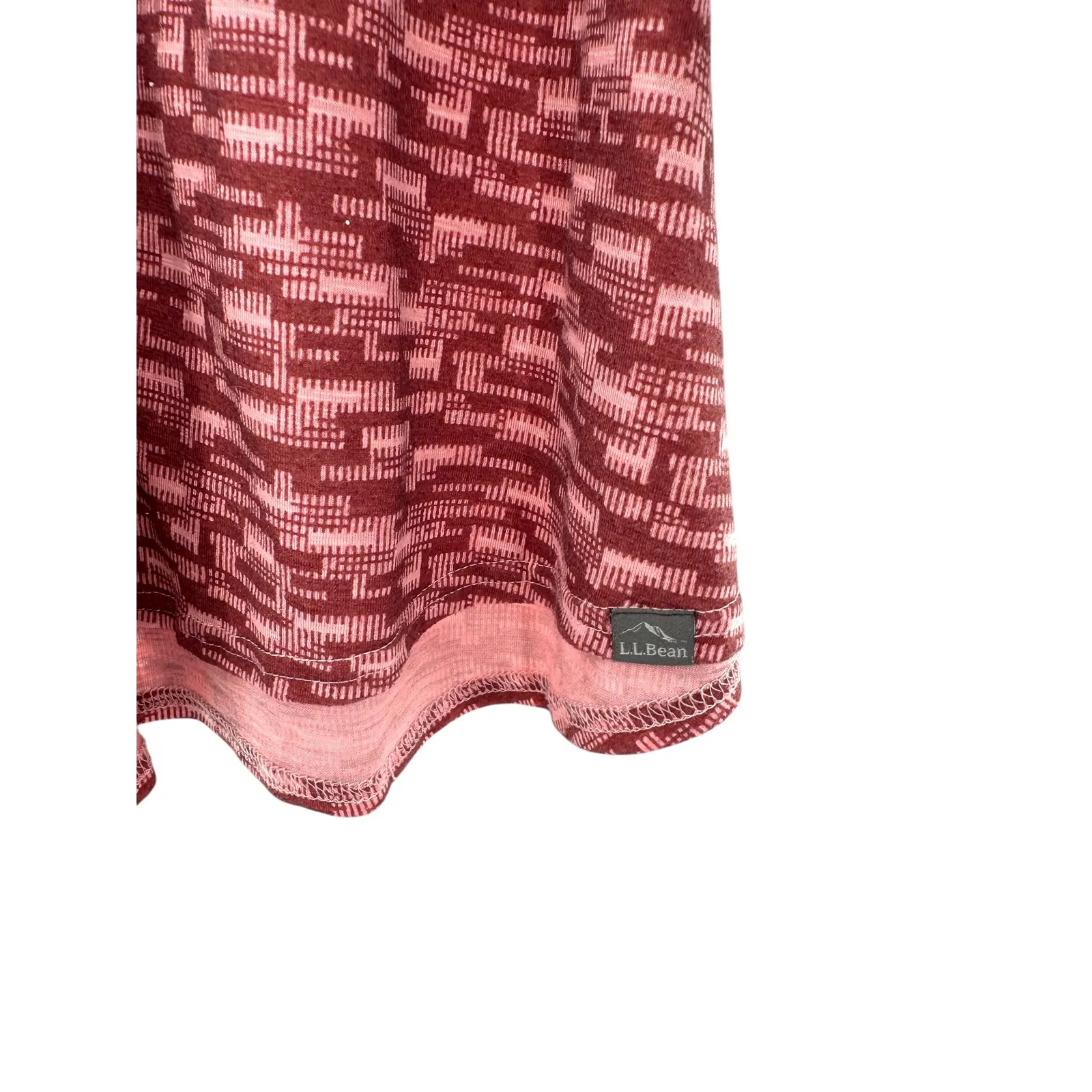 LL‎ Bean Women 3X Plus Burgundy Pink Geometric Print V Neck 3/4 Sleeve Top Shirt - Image 2