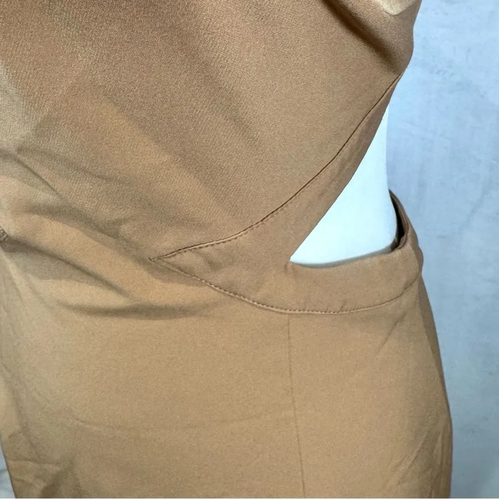 BARDOT Amara Beige Caramel Cutout Halter Midi Dress Size 6 - Image 5
