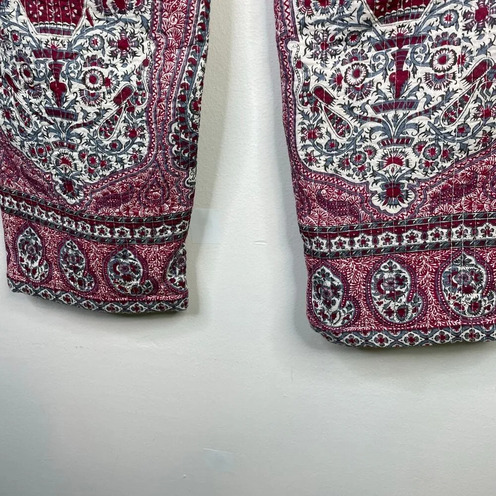 Antik Batik Quilted Cotton Voile Paisley Tajar Ankle Cargo Pants Trousers S 38 - Image 12