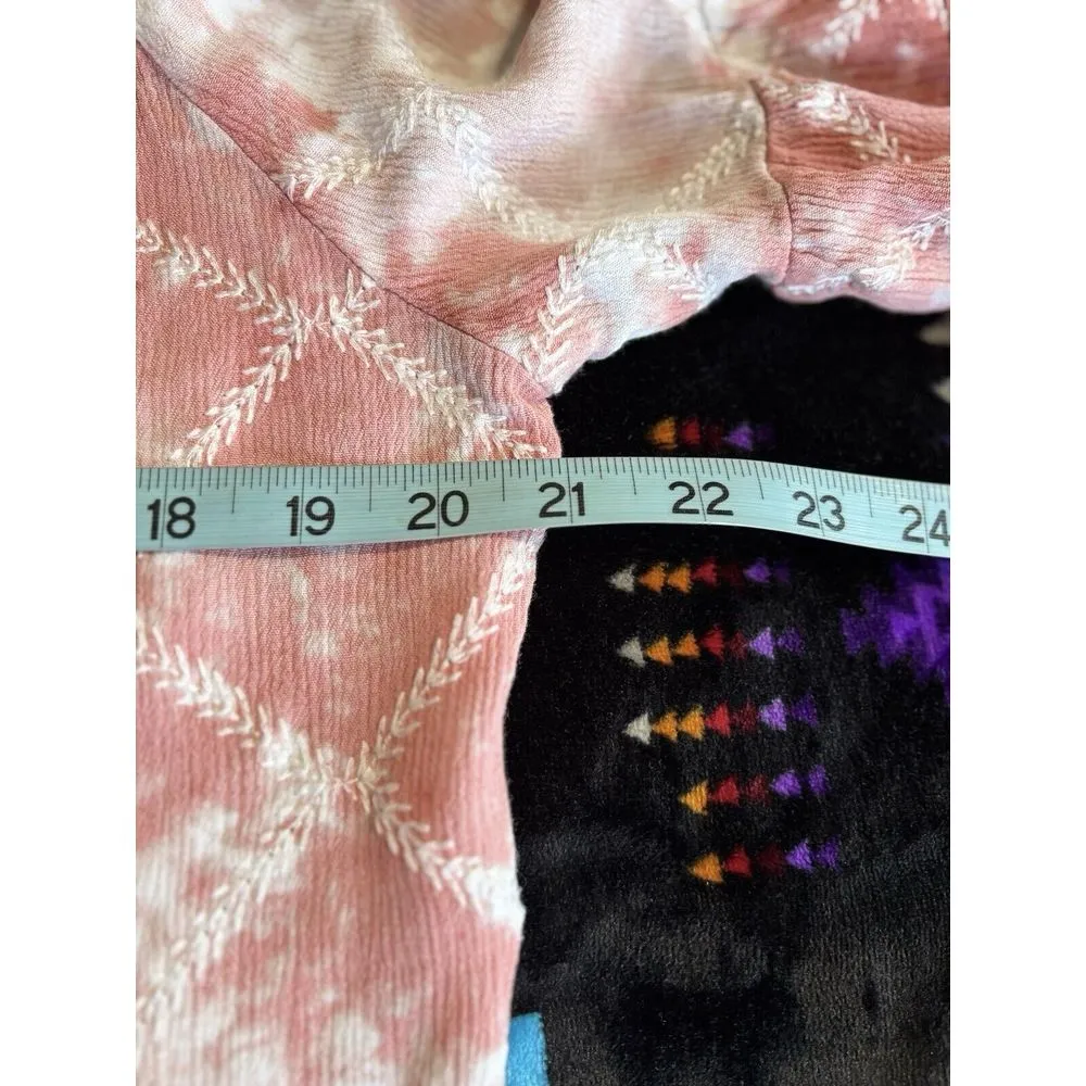 Maurices Mauve/White Tie‎ Dye Short Sleeve Elastic Hem Scoop/Tie Neck Size 0 - Image 7