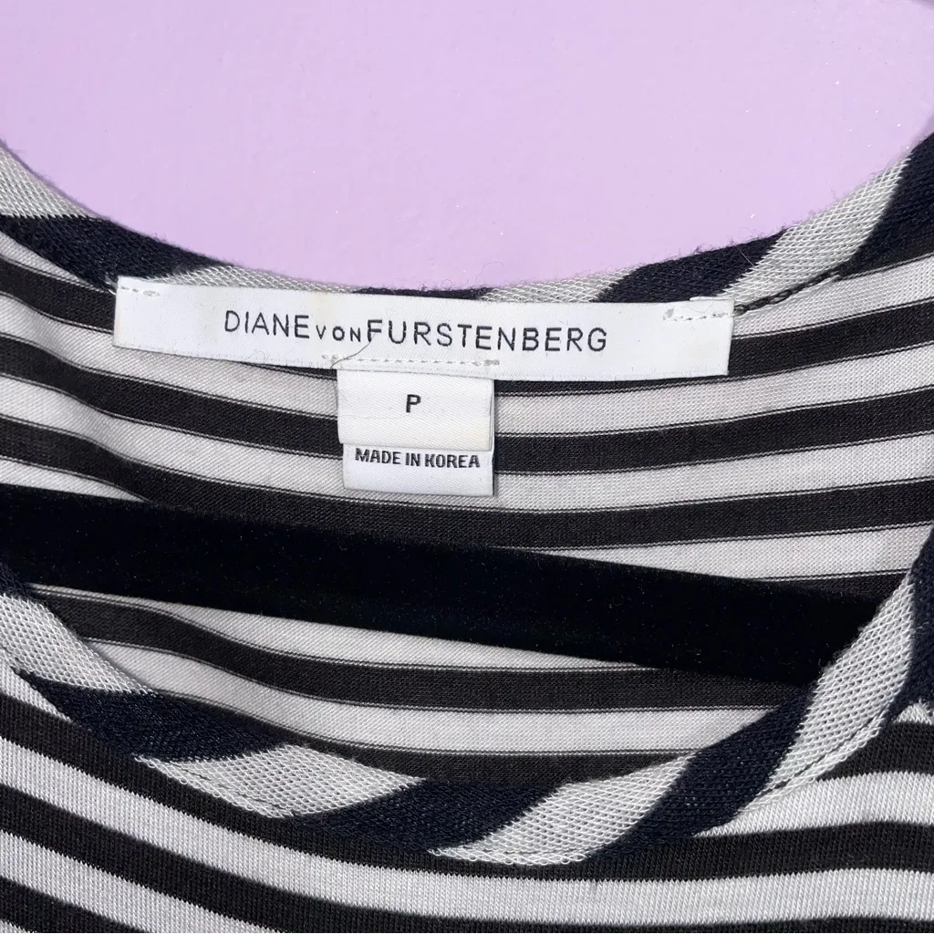 DVF Haven Midi Dress Women S Wool Sheer Bodycon Office Geometric Stripe Career - Image 6