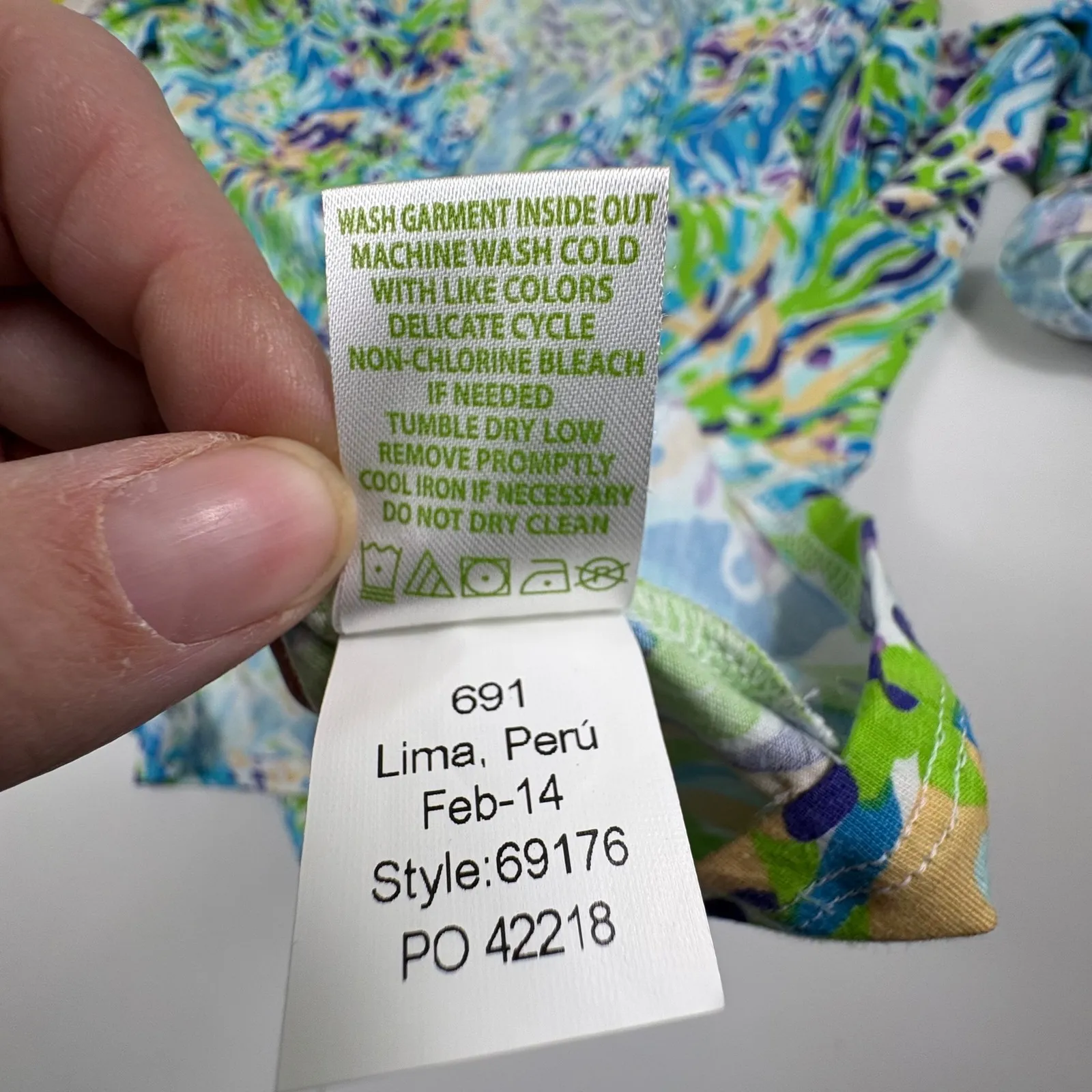 Lilly Pulitzer Tunic Dress Blue Green Purple Abstract Print‎ Roll Tab Sleeve L - Image 11