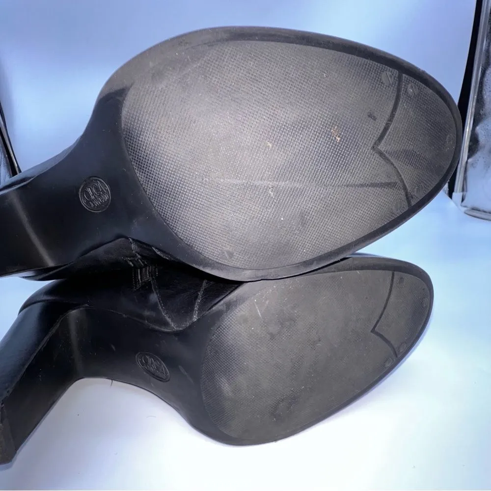 Circa Joan & David Lux Xenobia Black Leather & Suede Chucky Stacked Heel Boot-10 - Image 11