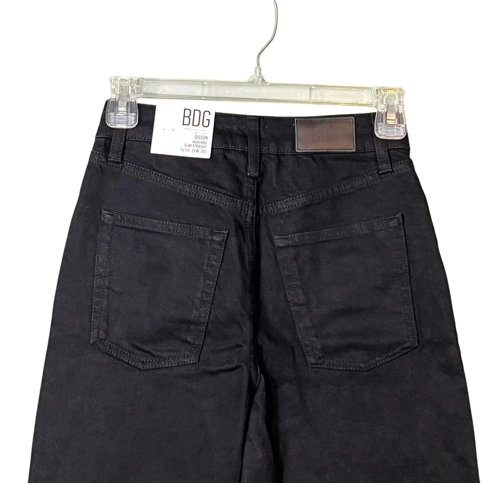 BDG Urban Outfitters Dillon Jeans Womens 24 Black High Rise Straight Leg Raw Hem - Image 10