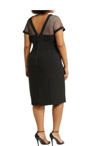 Maggy London Illusion yoke crepe cocktail dress Size 14 With Sheer Sleeves 24W - Image 2