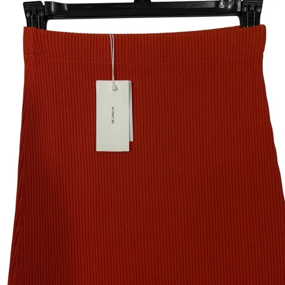 Vince Women's Ribbed knit‎ cotton blend pull on Pencil midi Skirt XXS - Image 3