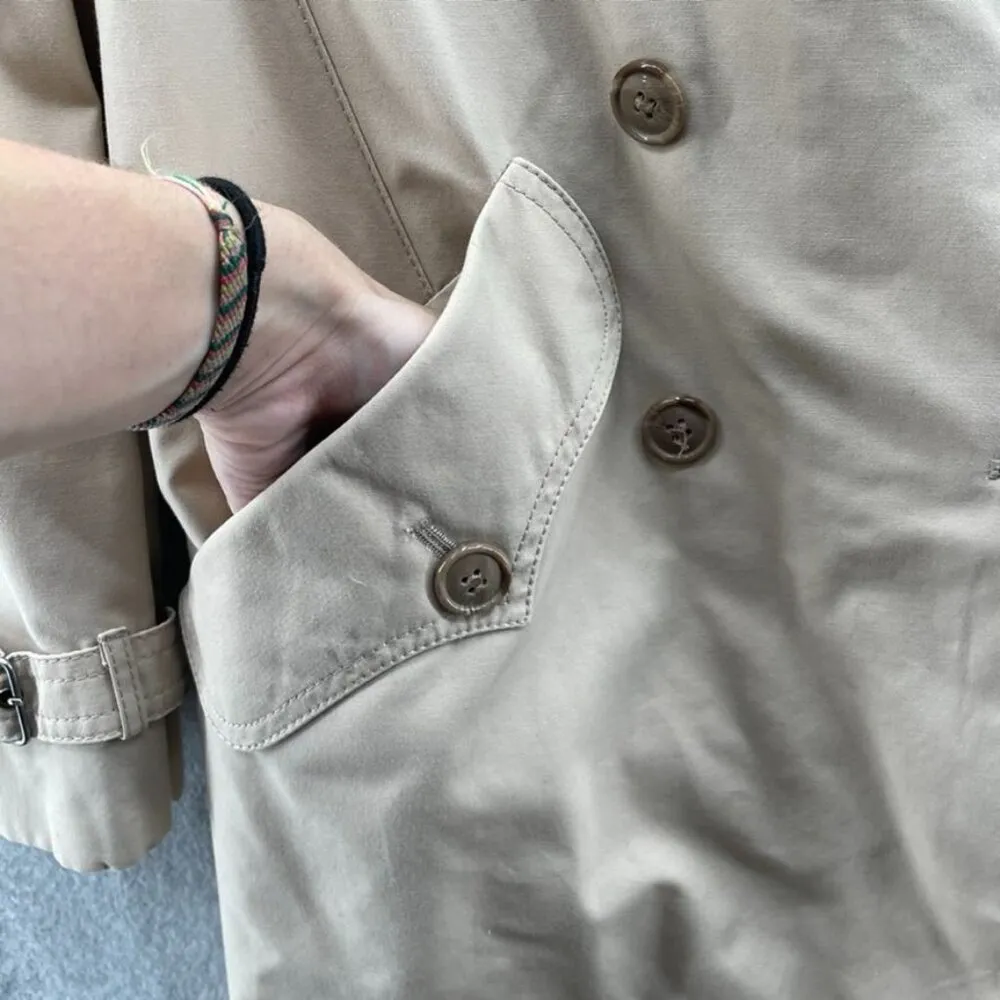 Stanbrooke Trench Coat Womens 12 Beige Double Breasted Pockets Belt Lined Vintag Tan - Image 5