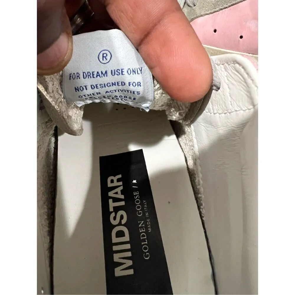 Golden Goose WM Mid Star LTD in pink leather w glitter star & black flash SZ 36 - Image 12