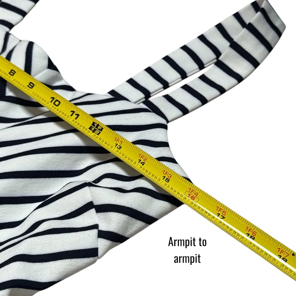 Draper James Navy Blue Chevron Stripe Midi Dress Coastal Yacht Club Adjustable M - Image 10