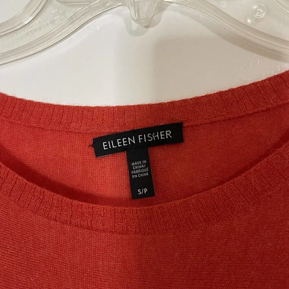 EILEEN FISHER Orange Knit Long sleeve Lightweight sweater top size Small - Image 2