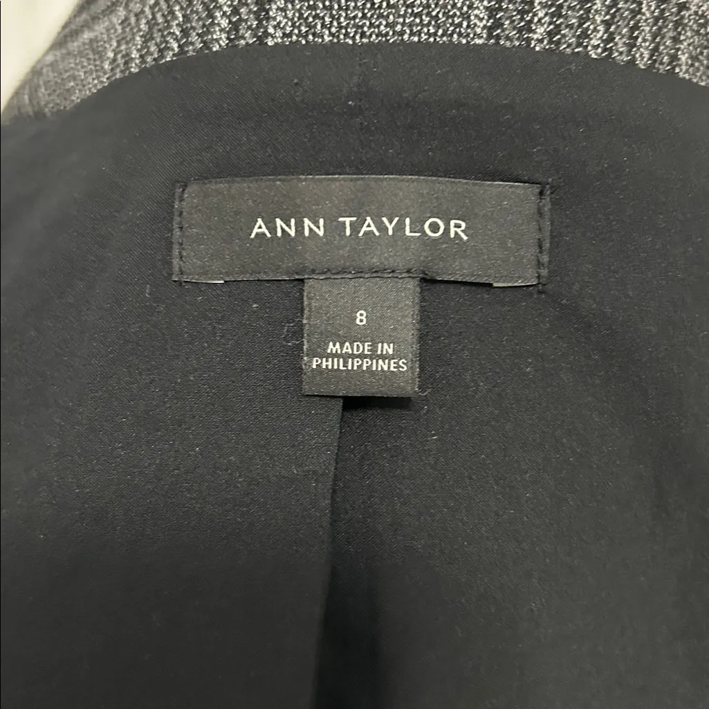 Ann Taylor Menswear Gray Plaid Belted Blazer - Image 8