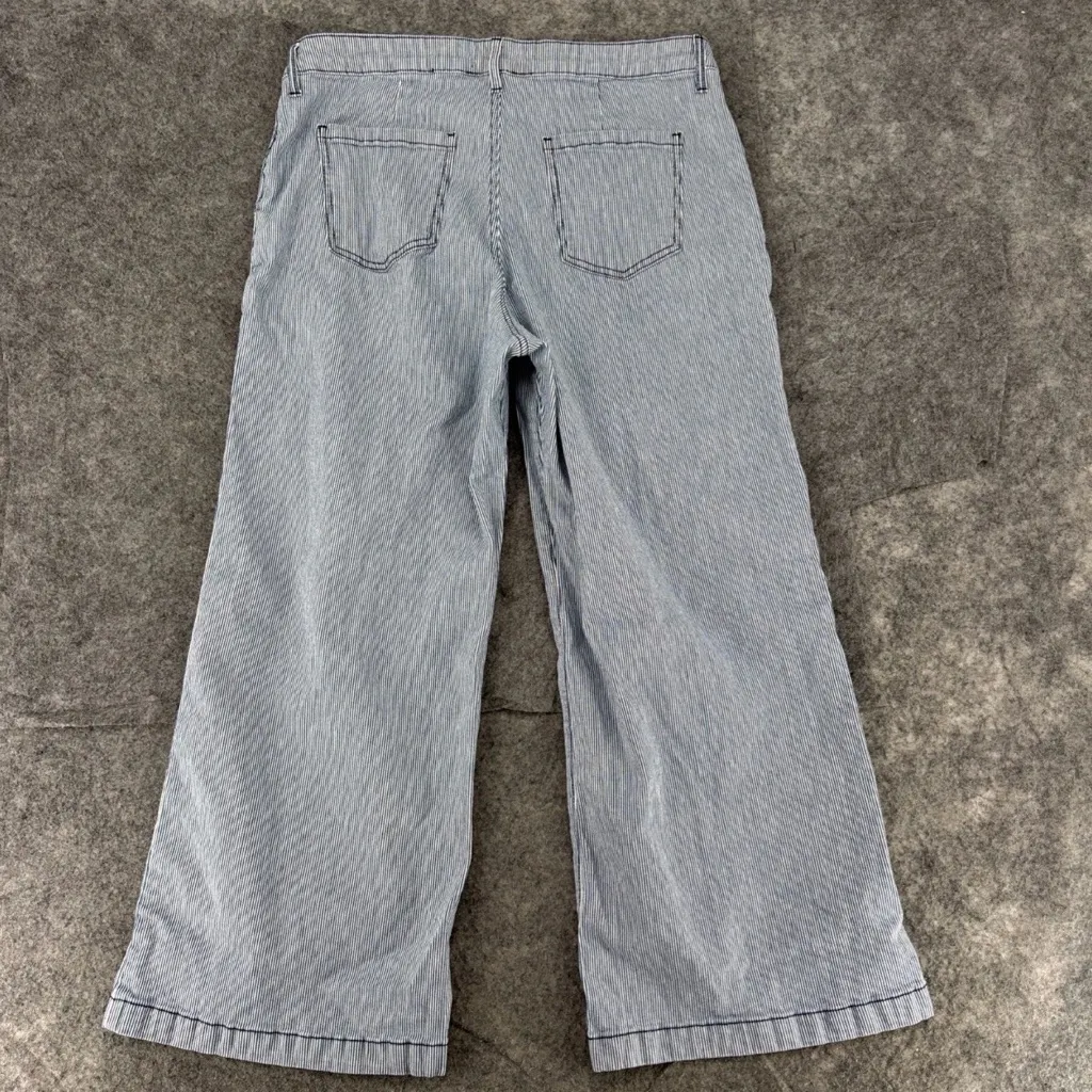 Kut From the Kloth Meg Railroad Stripe Wide Leg cropped Pants Size 12 - Image 7