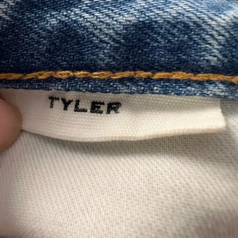 SLVRLAKE $299 Tyler Frayed Hem Straight Leg Jeans Size 27 Blue - Image 7