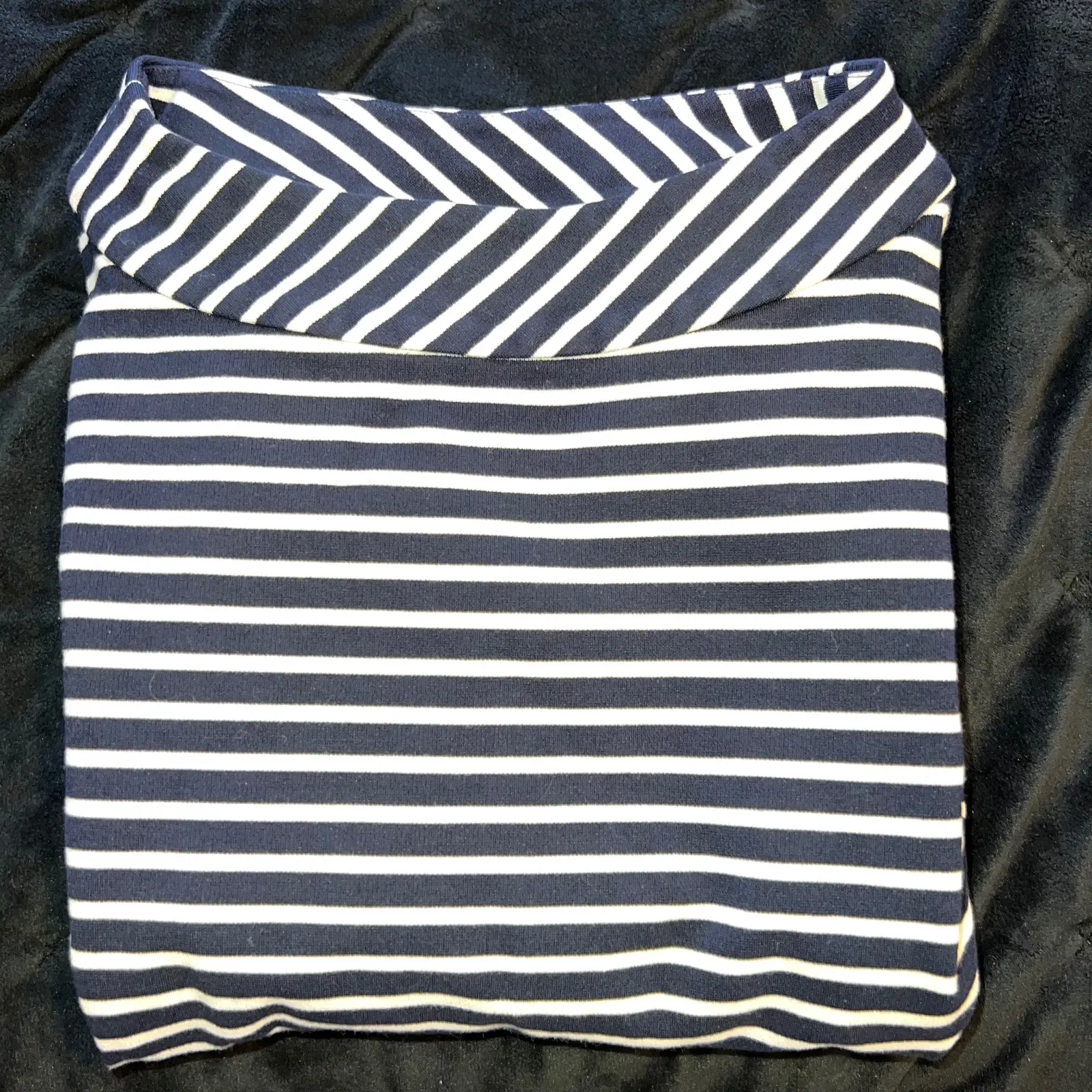 Kate Spade Striped Knit Top 3/4 Sleeve Ruffle Hem Funnel Neck‎ Casual Tunic-XS - Image 2
