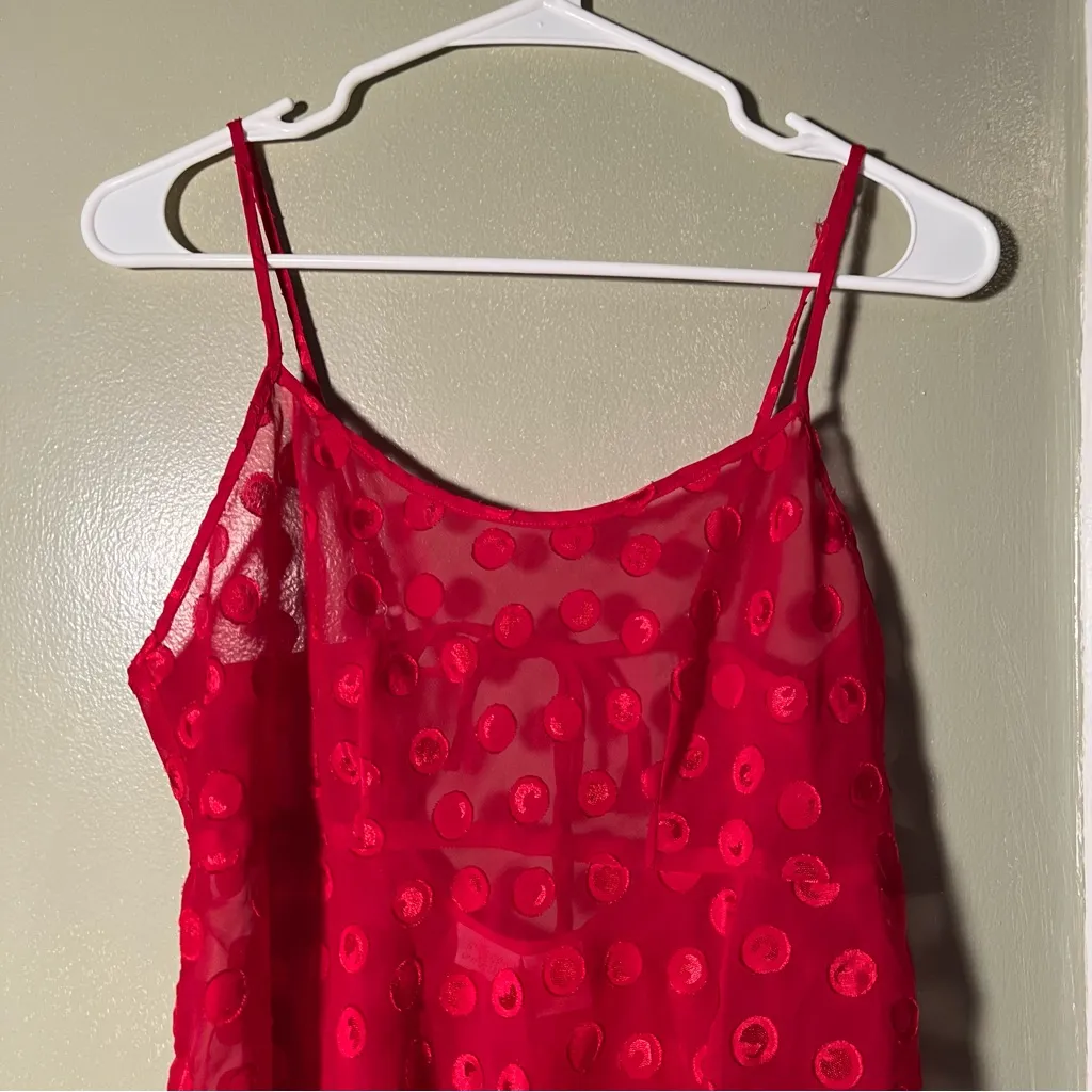 Vintage Gilligan & O’Malley Sheer Nightie Red Polka Dots S - Image 2