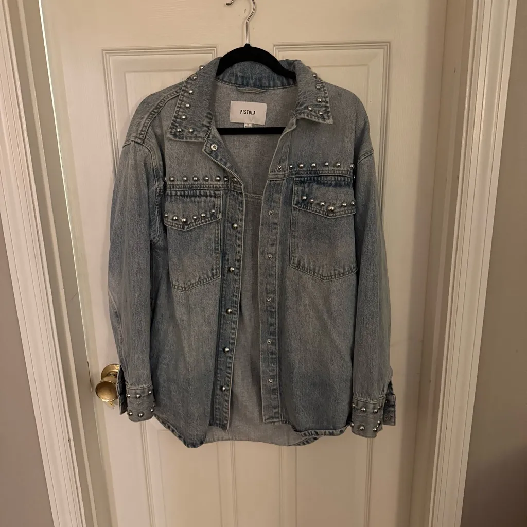 Pistola Mandy Stud Jacket Light Blue Denim - Image 3