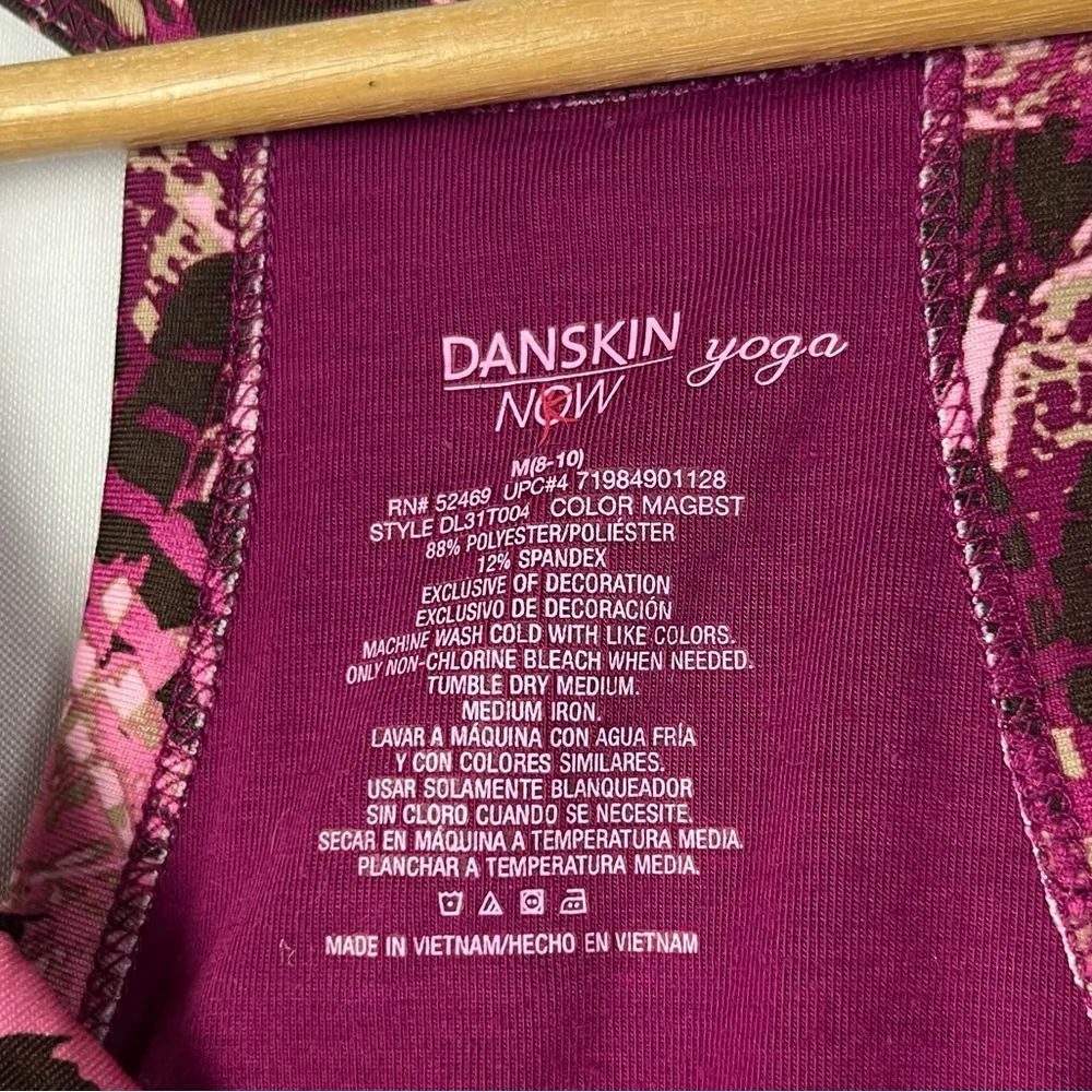 Danskin Yoga Pink & Purple Floral Printed Racerback Athletic Tank Top M - Image 4