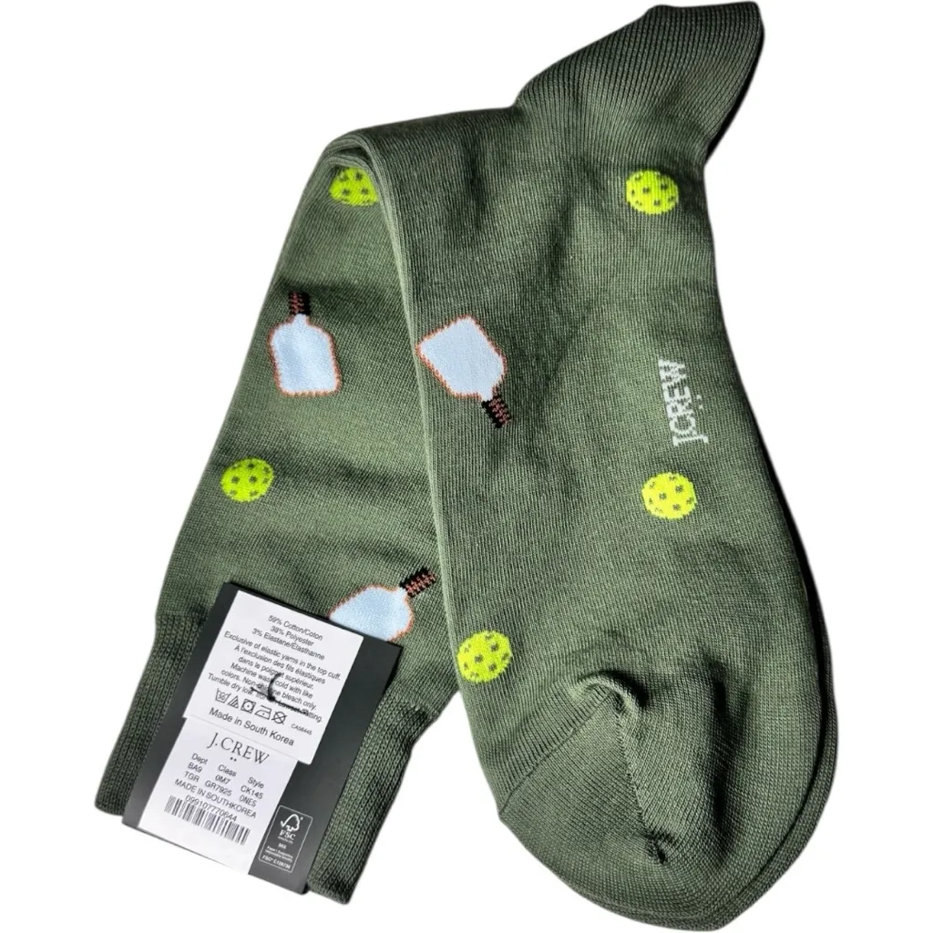 J. Crew Green Pickleball Theme Crew Style Socks - Image 3