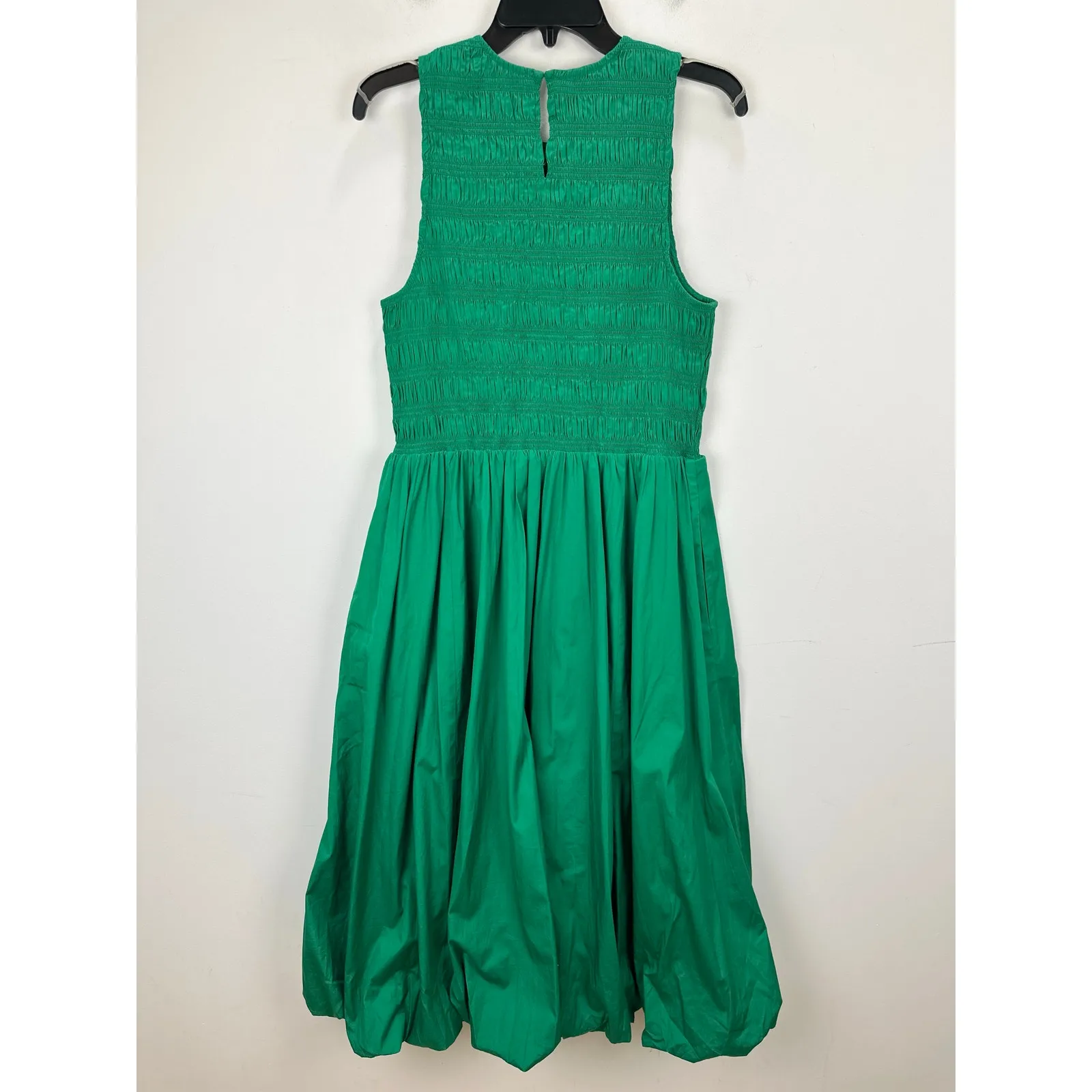 Madewell The Melody Bubble Hem Smocked Midi Dress Poplin Verdant Green Large NWT - Image 12