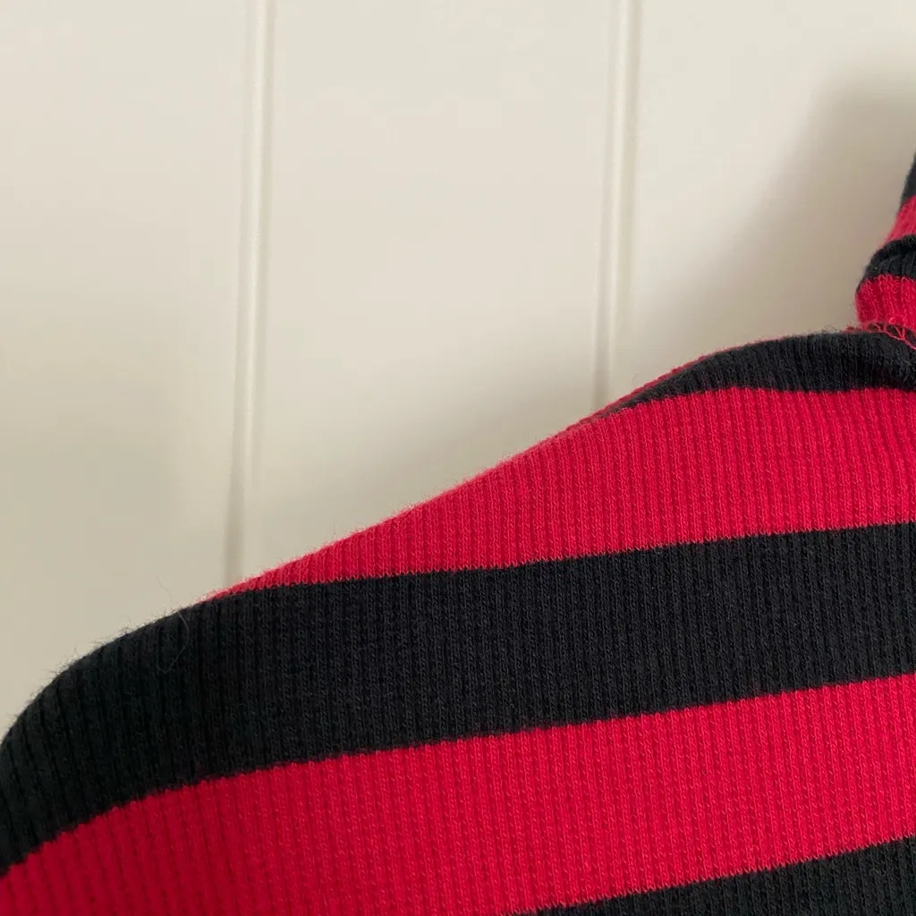 NWOT Rafaella women’s black red striped knit turtleneck stretch sweater large - Image 6