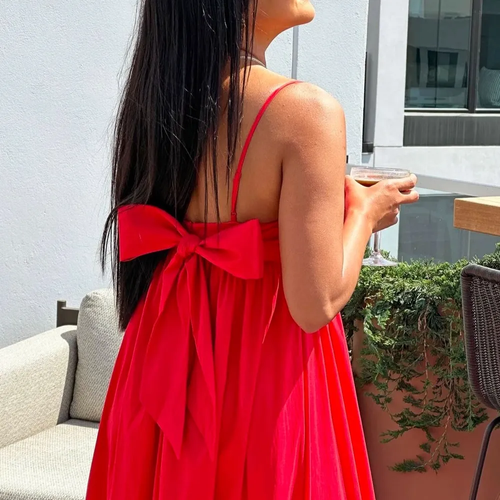 Abercrombie & Fitch NEW Drama Bow-Back Taffeta Gown Red Formal Party Maxi Dress - Image 5