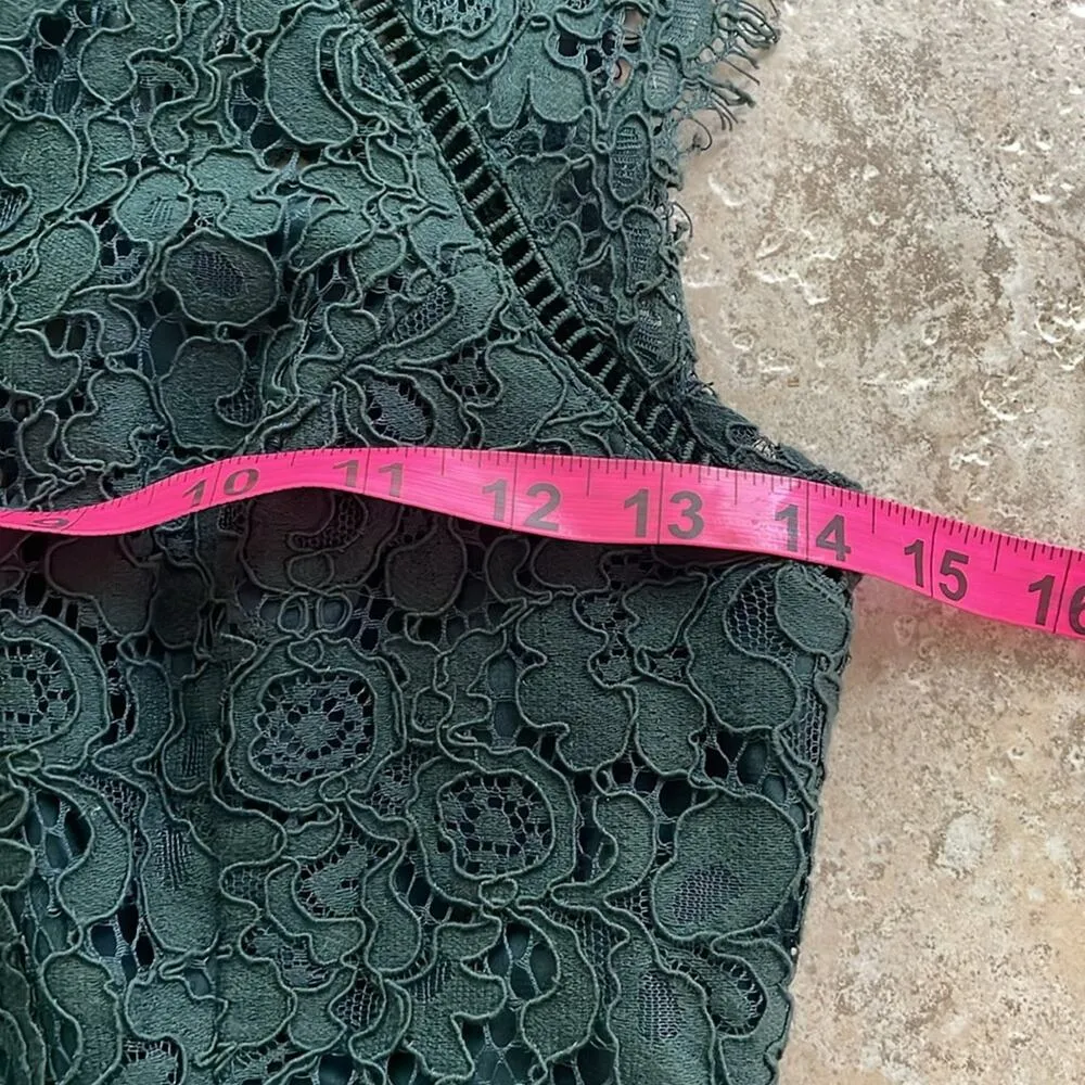 Bardot Lace Panel Sheath Dress Forest Green - Image 13